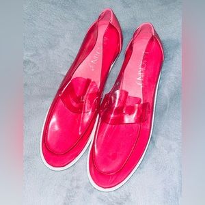 MACKIN Pink Transparent Jelly Loafers sz 10 UNIQUE!